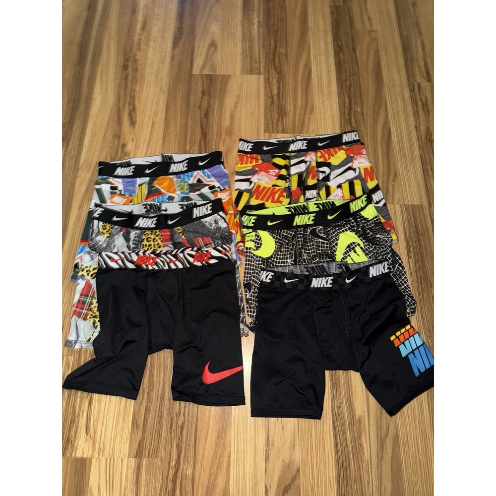 Nike Dri-Fit Stretch Microfiber Boxer Briefs Youth SzLarge Set of 6 Longer Lengt